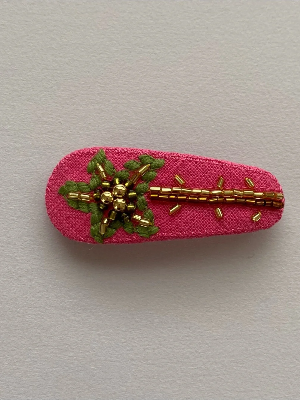 $40 NWT J. Crew Yellow Pink Embroidered Beaded Palm Tree Barrettes Hair Clips